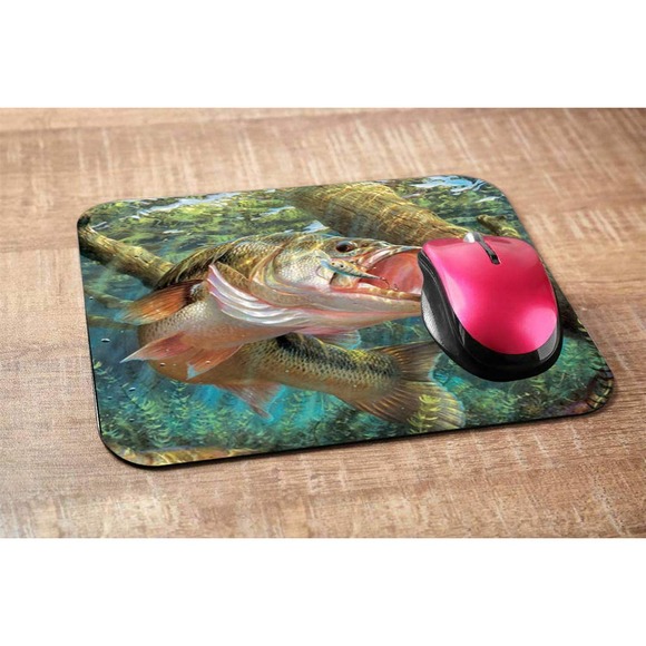 Fish Rectangle Computer Mousepad Bass Fish Jumping Hook Mouse Pad Mat - Picture 4 of 4